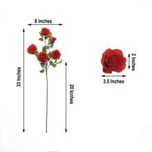 33 Inch Silk Red Colored Rose Flower Tall Artificial Bush Stems 2 Bouquets 
