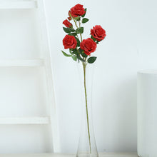 33 Inch Tall Artificial Silk Rose Flower Bush Stems 2 Bouquets in Red Color 