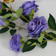 33 Inch Tall Artificial Silk Violet Colored Rose Flower Bush Stems 2 Bouquets