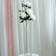 33 Inch Tall Artificial Silk Rose Flower Bush Stems 2 Bouquets in White Color 