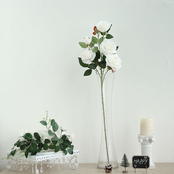 Create a Lasting Impression with White Artificial Silk Rose Flower Bush Stems