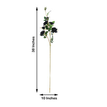 Tall 38 Inch Black Artificial Silk Rose Flower Bouquet Bushes 2 Stems
