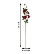 Tall 38 Inch Burgundy Artificial Silk Rose Flower Bouquet Bushes 2 Stems
