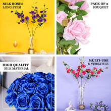 2 Stems Royal Blue 38 Inch Tall Artificial Silk Rose Flower Bouquet Bushes