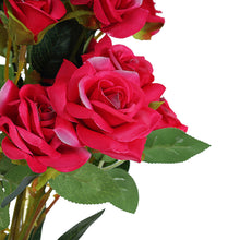 38 Inch Tall Fuchsia Artificial Silk Rose Flower Bouquet Bushes 2 Stems