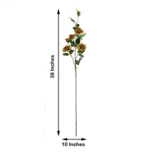 Tall 38 Inch Gold Artificial Silk Rose Flower Bouquet Bushes 2 Stems