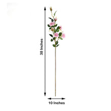 Tall 38 Inch Pink Artificial Silk Rose Flower Bouquet Bushes 2 Stems