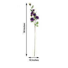 Tall 38 Inch Purple Artificial Silk Rose Flower Bouquet Bushes 2 Stems