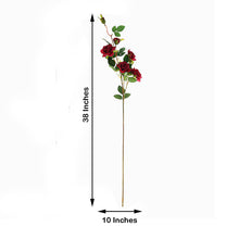 Tall 38 Inch Red Artificial Silk Rose Flower Bouquet Bushes 2 Stems