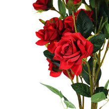38 Inch Tall Red Artificial Silk Rose Flower Bouquet Bushes 2 Stems