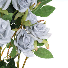 38 Inch Tall Silver Artificial Silk Rose Flower Bouquet Bushes 2 Stems