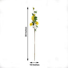 Tall 38 Inch Yellow Artificial Silk Rose Flower Bouquet Bushes 2 Stems