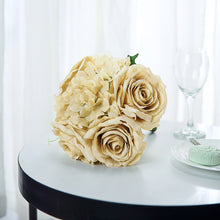 2 Bushes | Champagne Artificial Silk Rose & Hydrangea Flower Bouquets