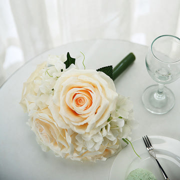 Create a Timeless Atmosphere with Cream Artificial Rose and Hydrangea Mixed Flowers