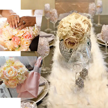 2 Bushes | Champagne Artificial Silk Rose & Hydrangea Flower Bouquets