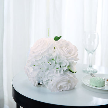 Elevate Your Event Décor with White Artificial Rose and Hydrangea Mixed Flowers