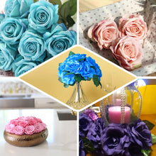 Velvet Like Fabric Rose Flower Bouquet Bush In Navy Blue 12 Inch