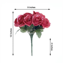 12 Inch Fuchsia Artificial Velvet Like Fabric Rose Flower Bush