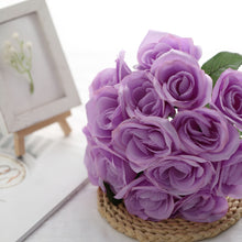 Artificial Velvet Like Fabric Rose Flower Bouquet Bush In Lavender 12 Inch#whtbkgd