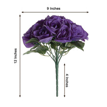 12 Inch Purple Artificial Velvet Like Fabric Rose Flower Bush