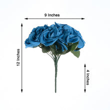 12 Inch Royal Blue Artificial Velvet Like Fabric Rose Flower Bush