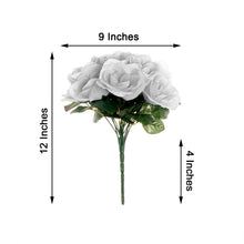 12inches Silver Artificial Velvet-Like Fabric Rose Flower Bouquet Bush