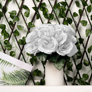 Create a Stunning Silver Decor with our Artificial Rose Bush
