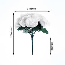 12 Inch White Artificial Velvet Like Fabric Rose Flower Bush