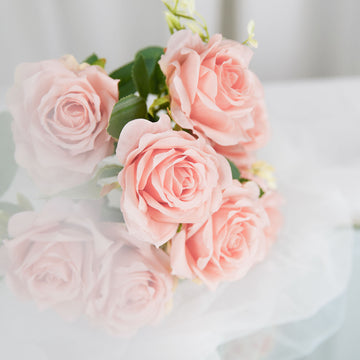 Bring Timeless Beauty to Your Decor with 2 Bushes Blush Artificial Silk Rose Flower Arrangements