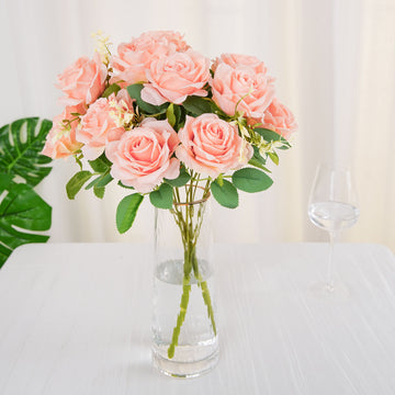 Add Elegance to Your Space with Blush Artificial Silk Rose Flowers