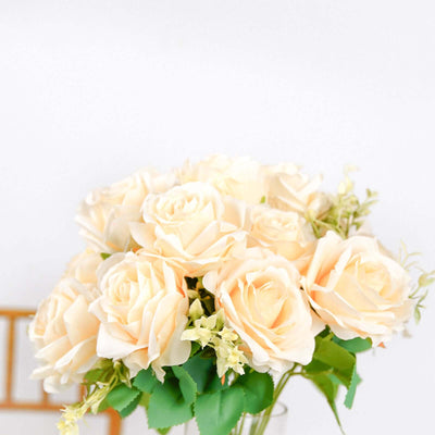 Peach roses bouquet on a plain background