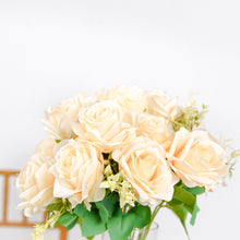 18 Inch Long Stem Rose Bouquet 2 Bushes Cream Artificial Silk Flowers