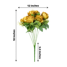 2 Bushes Of 18 Inch Artificial Silk Gold  Rose Bouquet