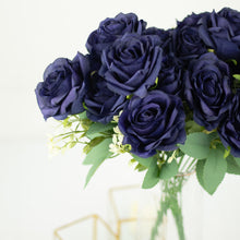 Navy Blue Silk Rose Bouquet In 18 Inch Length