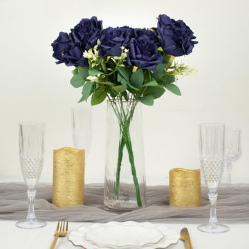 Create Lasting Memories with Navy Blue Artificial Silk Rose Flower Arrangements