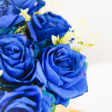 Enhance Your Home Decor with Royal Blue Artificial Silk Rose Flower Arrangements