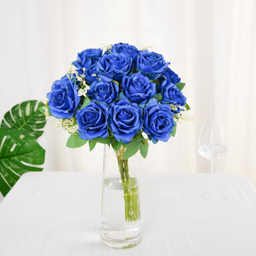 Add Elegance to Your Space with Royal Blue Artificial Silk Rose Flower Arrangements
