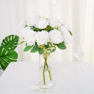 Add Elegance to Your Space with White Artificial Silk Rose Flower Arrangements