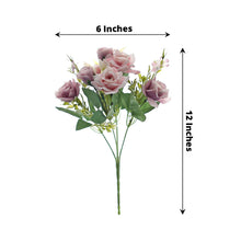 Silk Artificial Rose Flower Bushes 12 Inch Dusty Rose