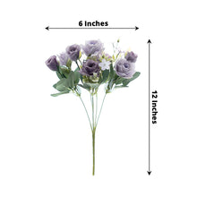 4 Bushes | 12inch Lavender Lilac Real Touch Artificial Silk Rose Bridal Bouquet