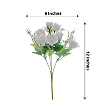 Silk Artificial Rose Flower Bushes 12 Inch White