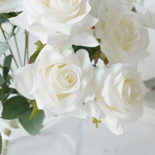 2 Silk Rose Flower Bushes Bouquets In Ivory 17 Inch