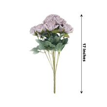 2 Bouquets | 17inch Lavender Lilac Real Touch Artificial Silk Rose Flower Bushes