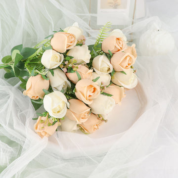 Create a Romantic Ambiance with Blush Artificial Rose Bud Flower Arrangements