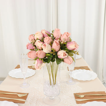 Add a Touch of Elegance with Dusty Rose Artificial Rose Bud Bouquets