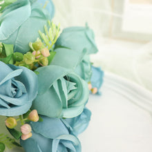 Silk Flower Bouquet 13 Inches Dusty Blue 3 Pack