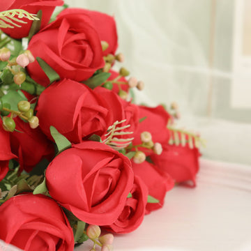 Unleash Your Creativity with Red Real Touch Silk Floral Bushes