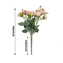 Artificial 2 Pack Blush And Rose Gold Open Rose Flower Bouquets 12 Inch