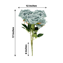 17-Inch Premium Silk Dusty Blue Rose Flower Bouquet - 2 Bushes
