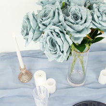 Premium Silk Rose Flower Bouquet In Dusty Blue - 2 Bushes, 17 Inches
